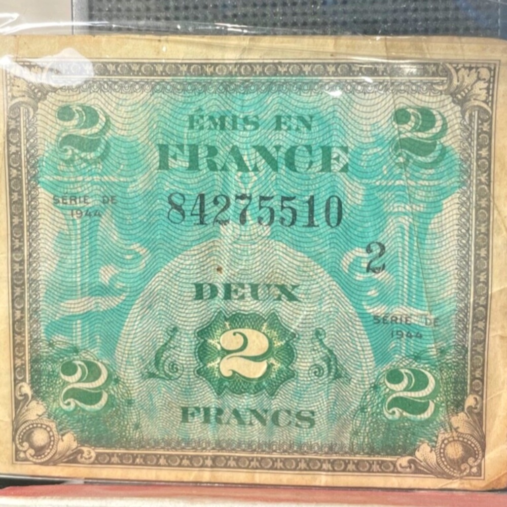 Two WW2 French 2 Franc 1944 (Currency) France Banknote WWII Note #205488950596